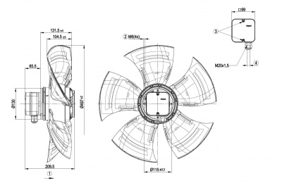 Вентилятор осевой ebmpapst A4D500AM0302 Вентилятор осевой ebmpapst A4D500AM0302